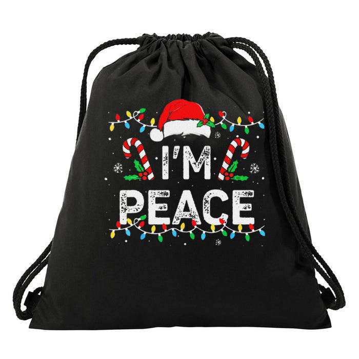 Peace I Come In Peace Couple Matching Ugly Christmas Sweater Drawstring Bag