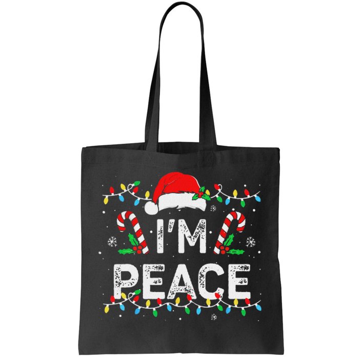 Peace I Come In Peace Couple Matching Ugly Christmas Sweater Tote Bag