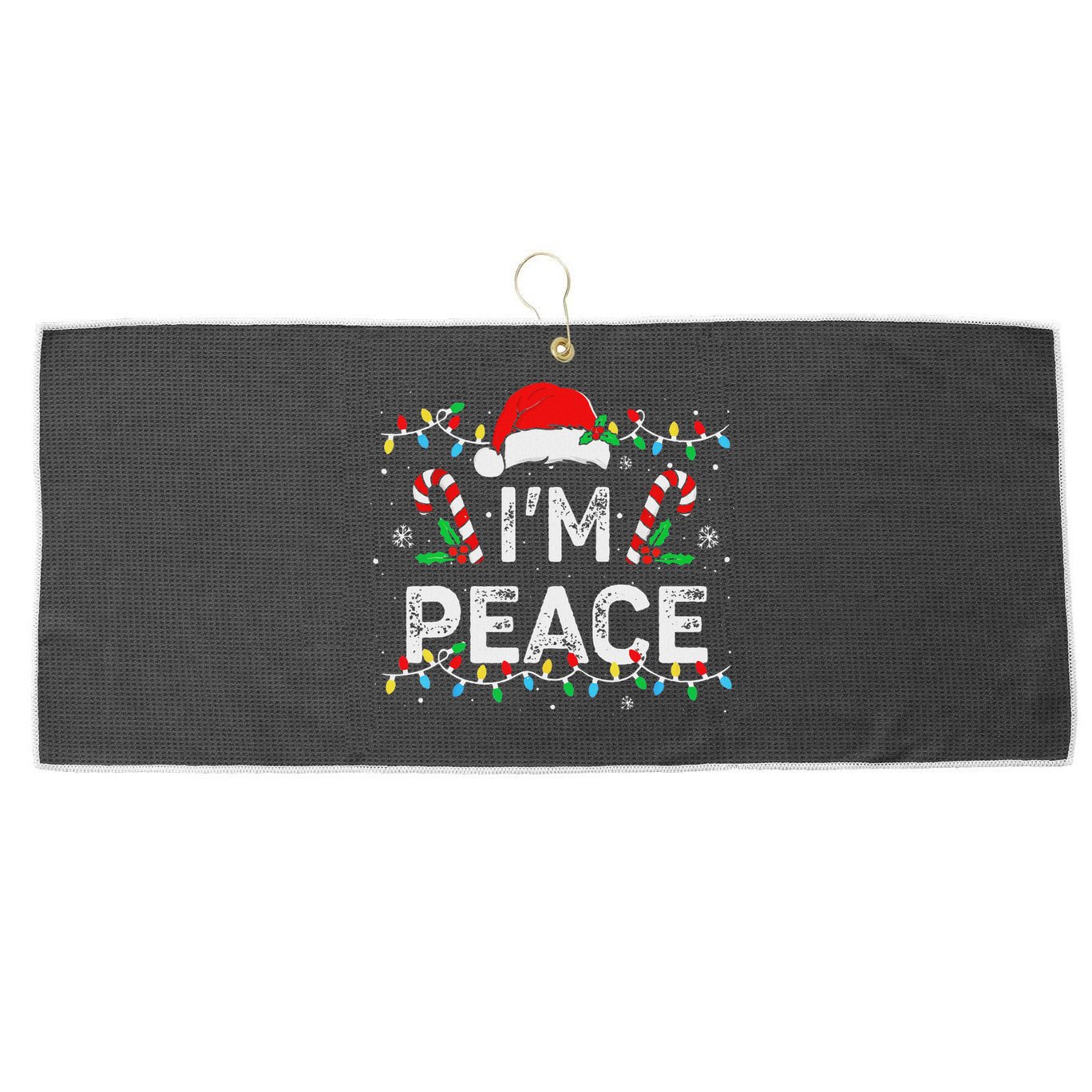 Peace I Come In Peace Couple Matching Ugly Christmas Sweater Large Microfiber Waffle Golf Towel
