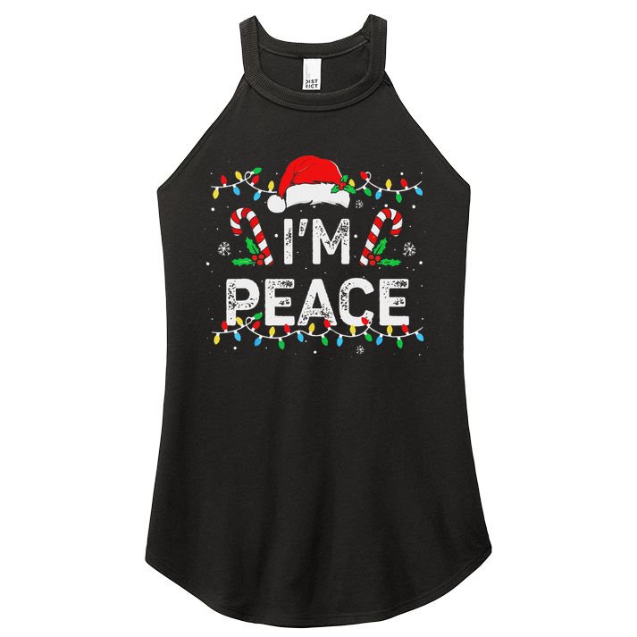 Peace I Come In Peace Couple Matching Ugly Christmas Sweater Women's Perfect Tri Rocker Tank