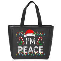 Peace I Come In Peace Couple Matching Ugly Christmas Sweater Zip Tote Bag