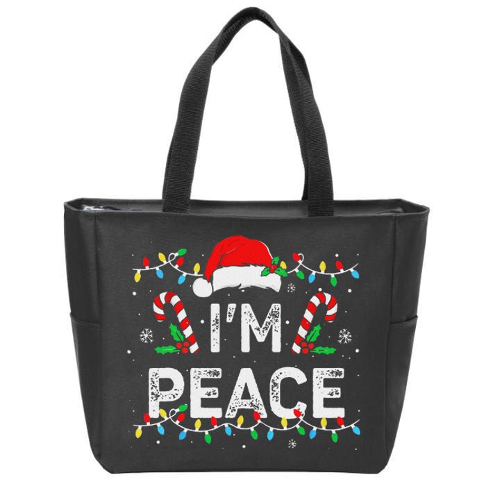 Peace I Come In Peace Couple Matching Ugly Christmas Sweater Zip Tote Bag