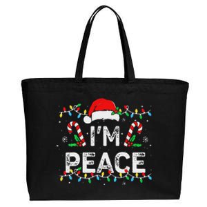 Peace I Come In Peace Couple Matching Ugly Christmas Sweater Cotton Canvas Jumbo Tote