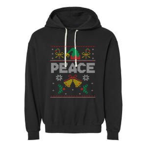 Peace I Come In Peace Couple Matching Ugly Christmas Sweater Garment-Dyed Fleece Hoodie