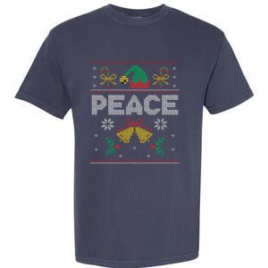 Peace I Come In Peace Couple Matching Ugly Christmas Sweater Garment-Dyed Heavyweight T-Shirt