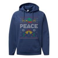 Peace I Come In Peace Couple Matching Ugly Christmas Sweater Performance Fleece Hoodie