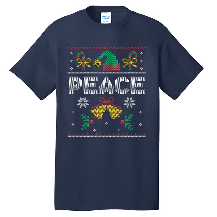 Peace I Come In Peace Couple Matching Ugly Christmas Sweater Tall T-Shirt