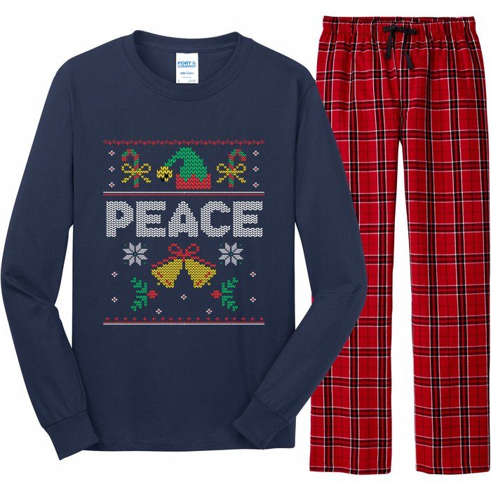 Peace I Come In Peace Couple Matching Ugly Christmas Sweater Long Sleeve Pajama Set