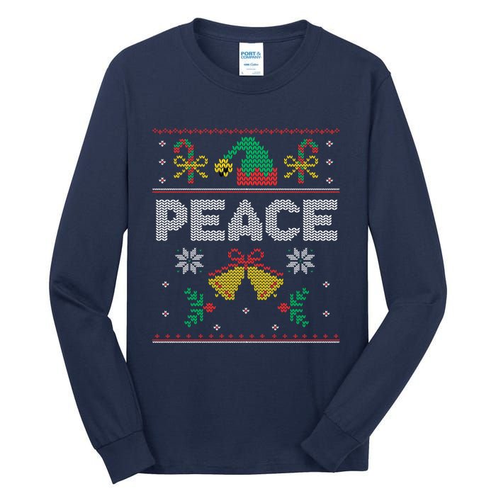 Peace I Come In Peace Couple Matching Ugly Christmas Sweater Tall Long Sleeve T-Shirt