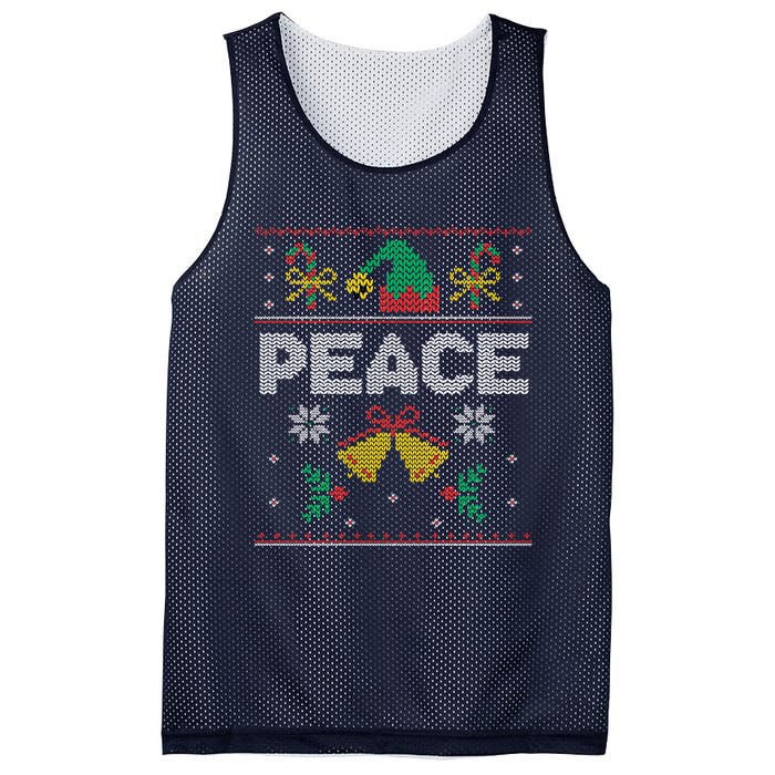 Peace I Come In Peace Couple Matching Ugly Christmas Sweater Mesh Reversible Basketball Jersey Tank