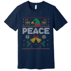 Peace I Come In Peace Couple Matching Ugly Christmas Sweater Premium T-Shirt