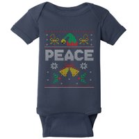 Peace I Come In Peace Couple Matching Ugly Christmas Sweater Baby Bodysuit