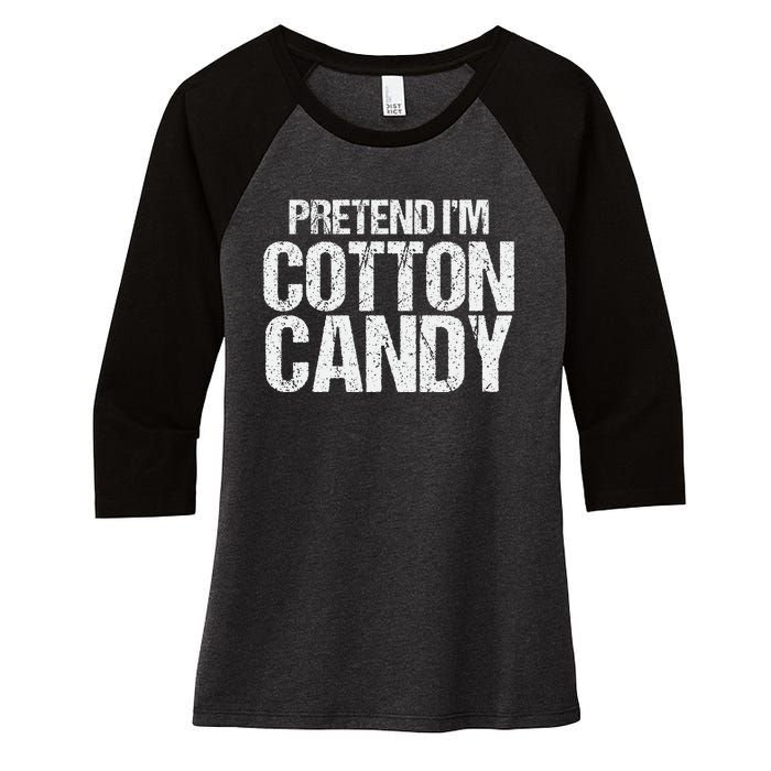 Pretend I'm Cotton Candy Easy Halloween Costume Women's Tri-Blend 3/4-Sleeve Raglan Shirt