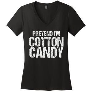 Pretend I'm Cotton Candy Easy Halloween Costume Women's V-Neck T-Shirt