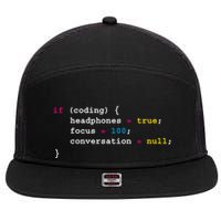 Programming If Coding Headphones Cool Gift Programming Cool Gift Cool Gift 7 Panel Mesh Trucker Snapback Hat