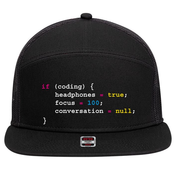 Programming If Coding Headphones Cool Gift Programming Cool Gift Cool Gift 7 Panel Mesh Trucker Snapback Hat