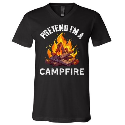 Pretend IM Campfire Funny Halloween Costume V-Neck T-Shirt