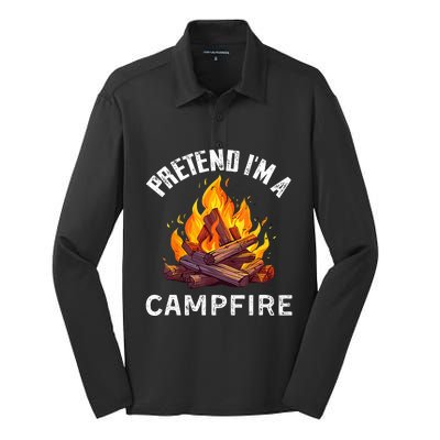 Pretend IM Campfire Funny Halloween Costume Silk Touch Performance Long Sleeve Polo