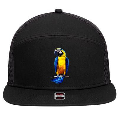 Parrot In Clouds 7 Panel Mesh Trucker Snapback Hat