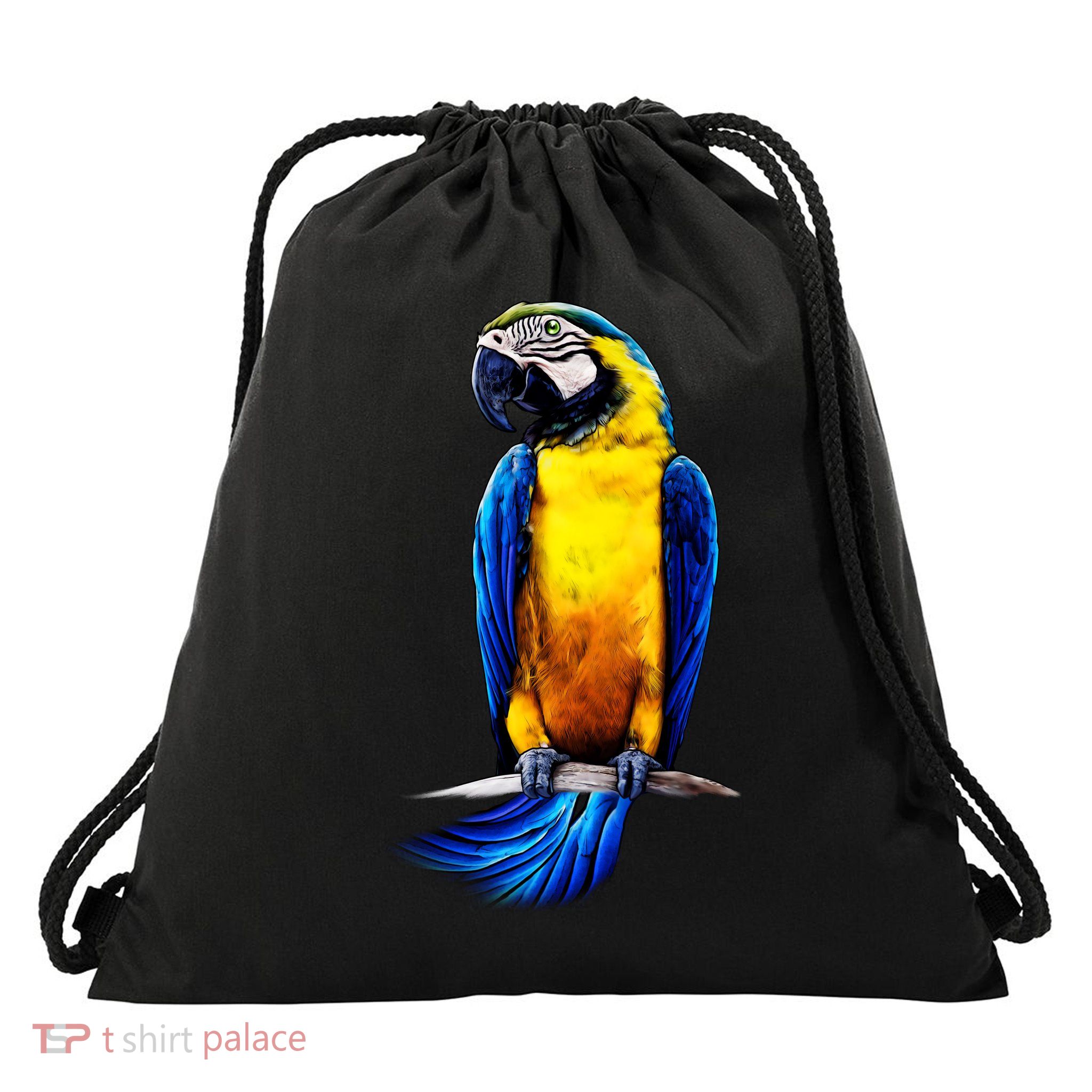 Parrot In Clouds Drawstring Bag