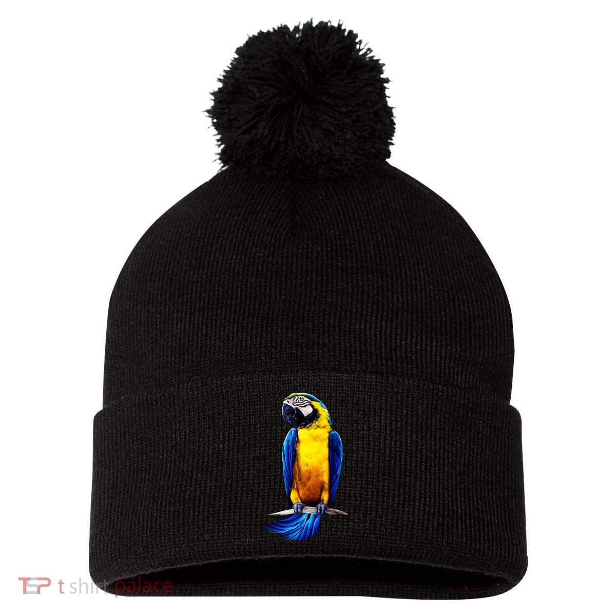 Parrot In Clouds Pom Pom 12in Knit Beanie