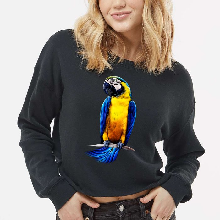 Parrot In Clouds Cropped Pullover Crew