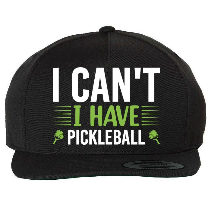 Pickleball I Can't I Have Pickleball Funny Pickleball Wool Snapback Cap
