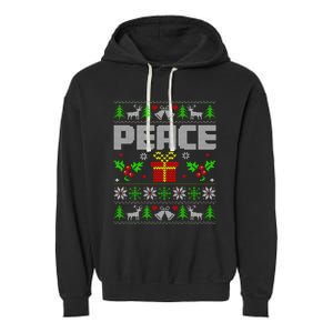 Peace I Come In Peace Couple Matching Ugly Christmas Garment-Dyed Fleece Hoodie