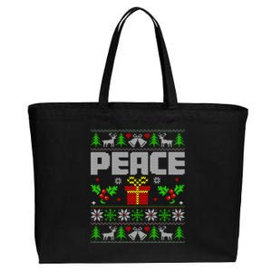 Peace I Come In Peace Couple Matching Ugly Christmas Cotton Canvas Jumbo Tote