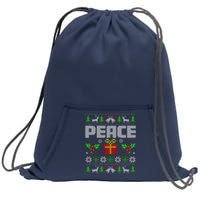 Peace I Come In Peace Couple Matching Ugly Christmas Sweatshirt Cinch Pack Bag