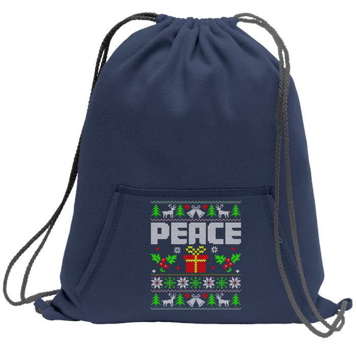 Peace I Come In Peace Couple Matching Ugly Christmas Sweatshirt Cinch Pack Bag