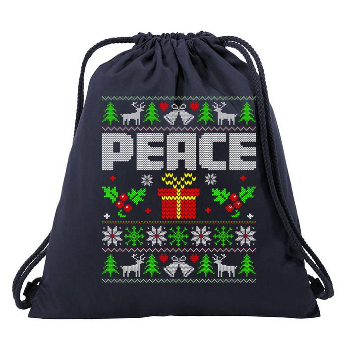 Peace I Come In Peace Couple Matching Ugly Christmas Drawstring Bag