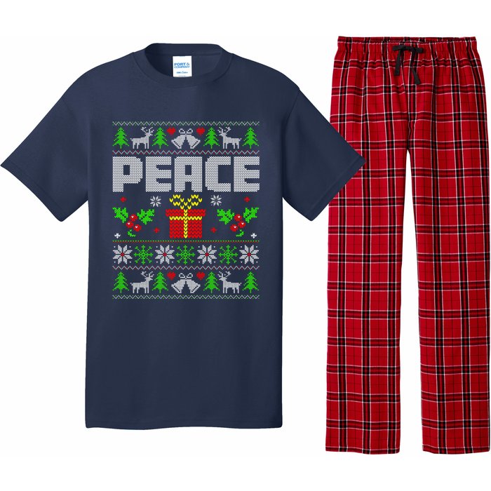 Peace I Come In Peace Couple Matching Ugly Christmas Pajama Set