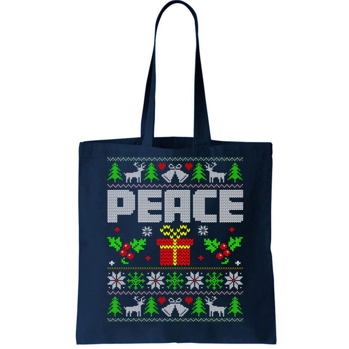 Peace I Come In Peace Couple Matching Ugly Christmas Tote Bag