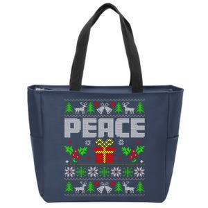 Peace I Come In Peace Couple Matching Ugly Christmas Zip Tote Bag