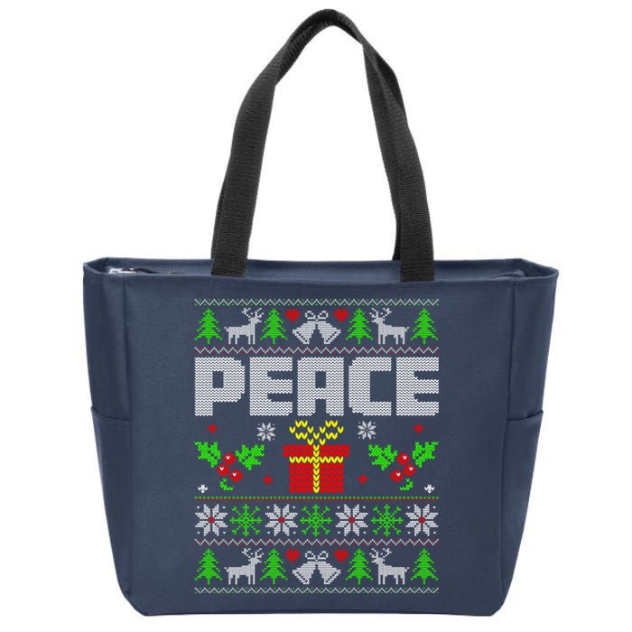 Peace I Come In Peace Couple Matching Ugly Christmas Zip Tote Bag