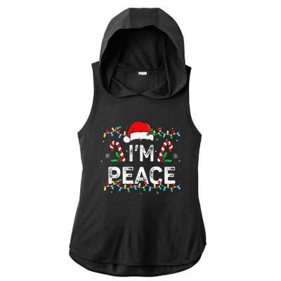 Peace I Come In Peace Couple Matching Ugly Christmas Sweater Ladies PosiCharge Tri-Blend Wicking Draft Hoodie Tank