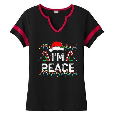 Peace I Come In Peace Couple Matching Ugly Christmas Sweater Ladies Halftime Notch Neck Tee