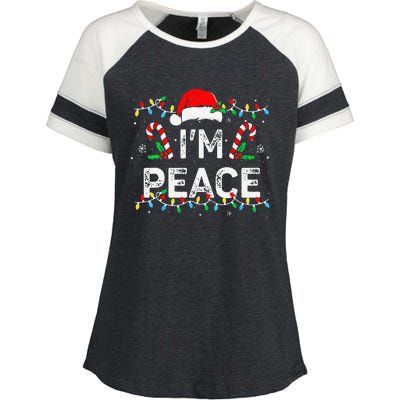 Peace I Come In Peace Couple Matching Ugly Christmas Sweater Enza Ladies Jersey Colorblock Tee