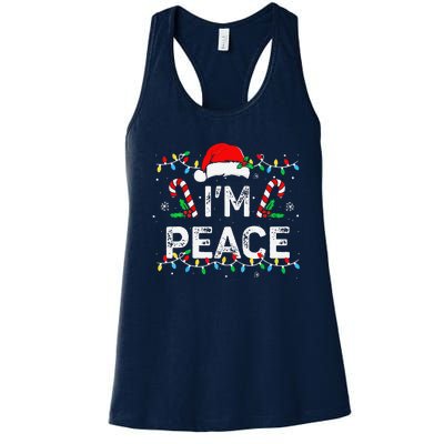 Peace I Come In Peace Couple Matching Ugly Christmas Sweater Women's Racerback Tank