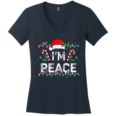 Peace I Come In Peace Couple Matching Ugly Christmas Sweater Women's V-Neck T-Shirt