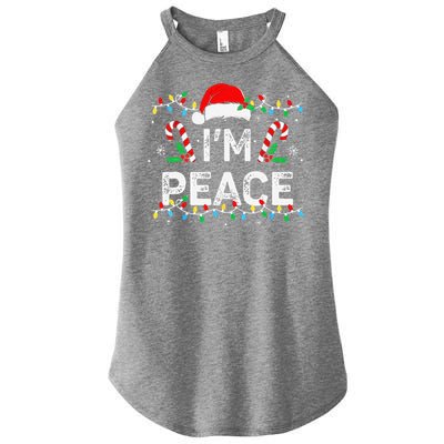 Peace I Come In Peace Couple Matching Ugly Christmas Sweater Women's Perfect Tri Rocker Tank