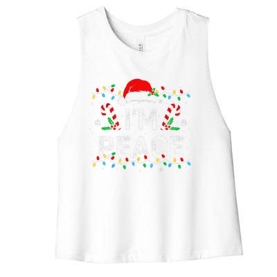 Peace I Come In Peace Couple Matching Ugly Christmas Sweater Women's Racerback Cropped Tank