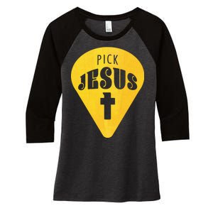 Pick Jesus Christian  Women's Tri-Blend 3/4-Sleeve Raglan Shirt