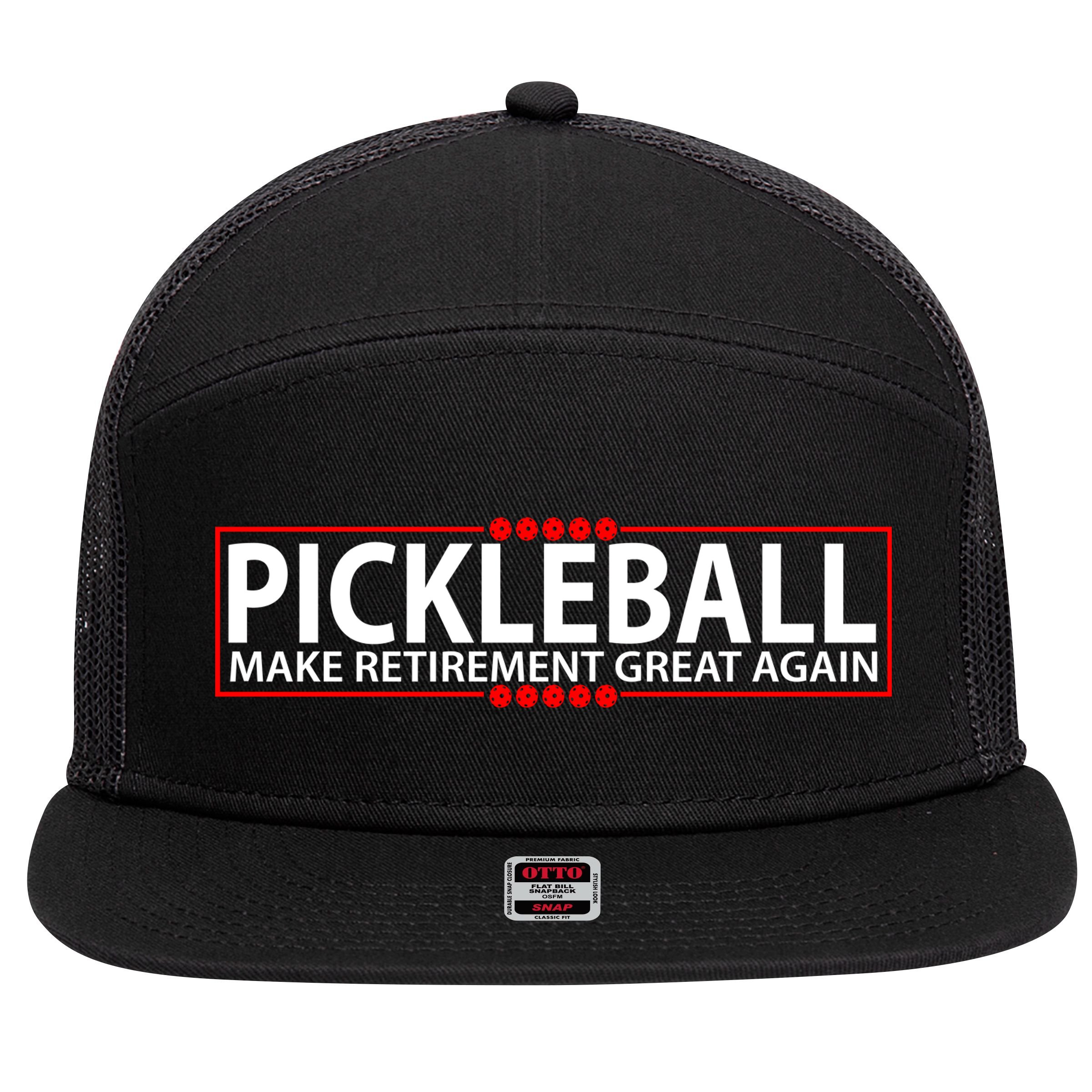 Pickleball Make Retirement Great Again 7 Panel Mesh Trucker Snapback Hat