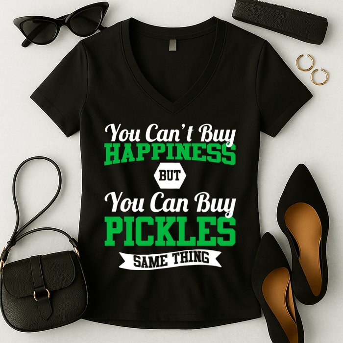 Pickles Are Happiness  Women's V-Neck T-Shirt