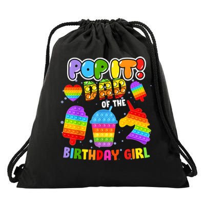 Pop It Dad Of The Birthday Girl Fidget Matching Family Drawstring Bag