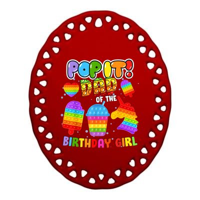 Pop It Dad Of The Birthday Girl Fidget Matching Family Ceramic Oval Ornament