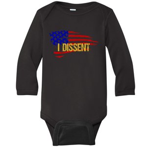 Patriotic I Dissent Vote For Democracy Distressed Baby Long Sleeve Bodysuit