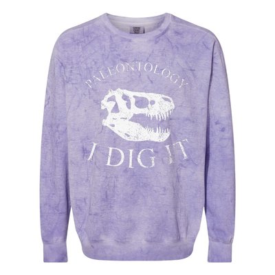 Paleontology I Dig It  TRex Skull Dinosaur Fossil  Colorblast Crewneck Sweatshirt